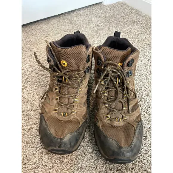 Merrell Men’s Moab 3 Mid Waterproof Hiking Boots Brown Size 11.5 Trail Outdoor